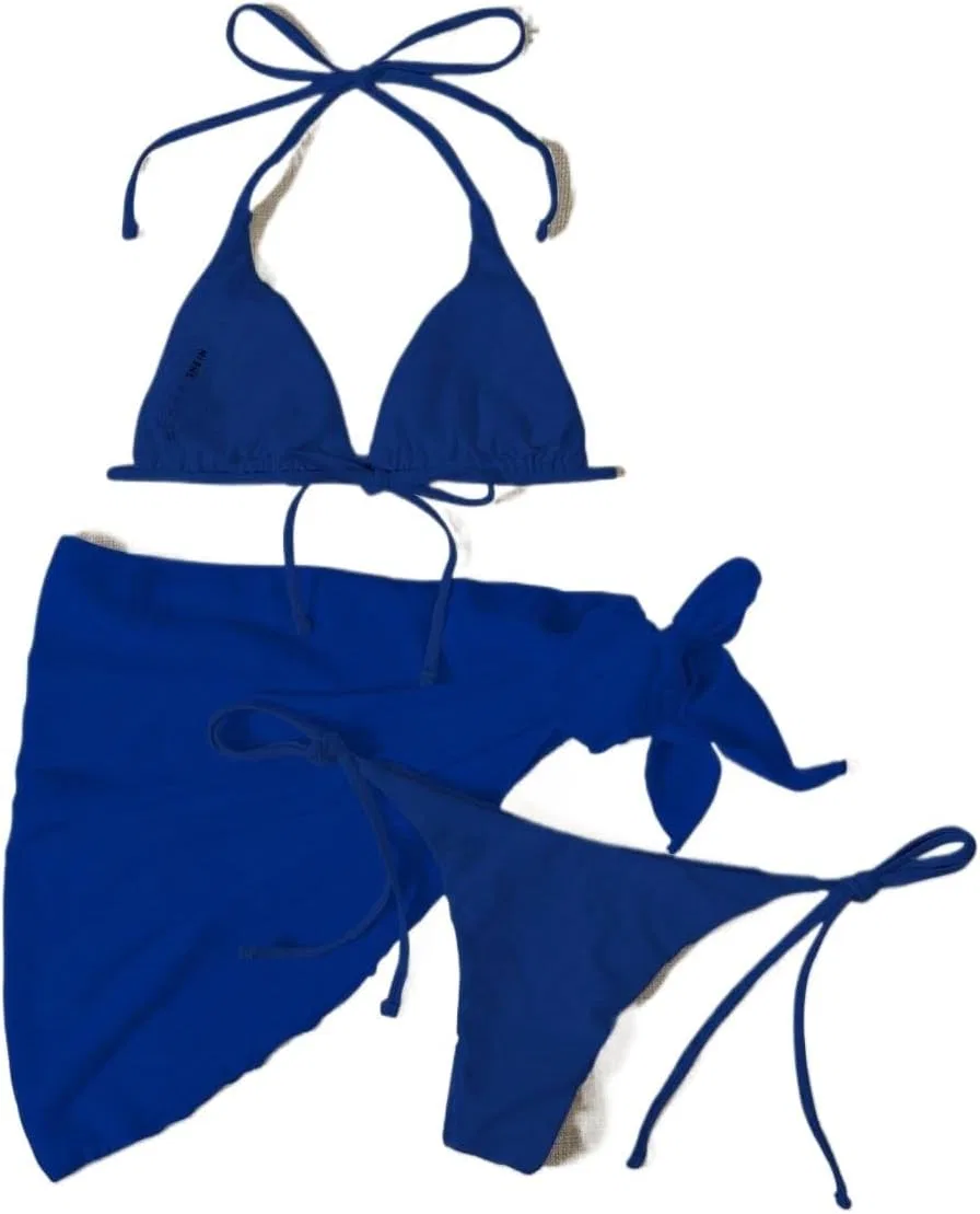 Женский бикини-комплект с высокой талией 3 предмета, Royal Blue — фото 3