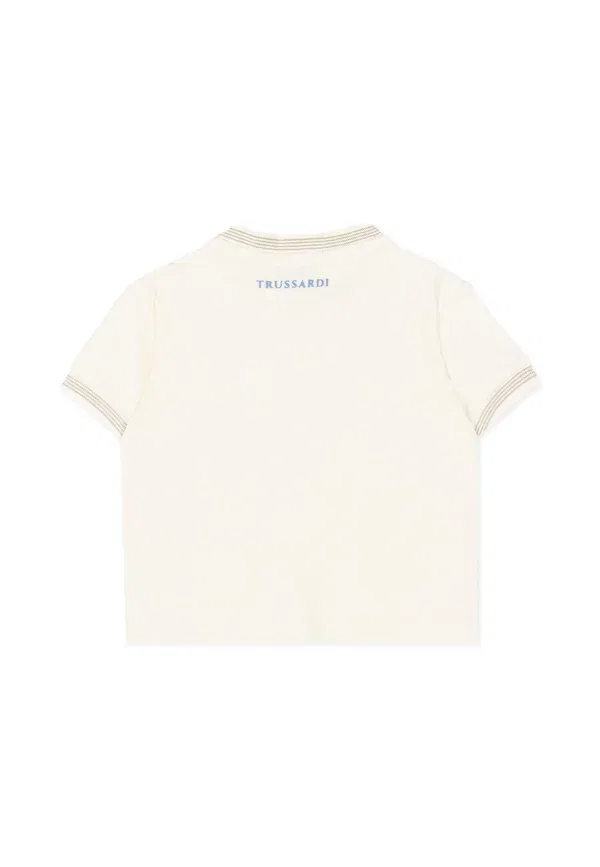 Футболка с принтом из пике Tru Trussardi Junior, Ivory, слоновая кость — фото 2