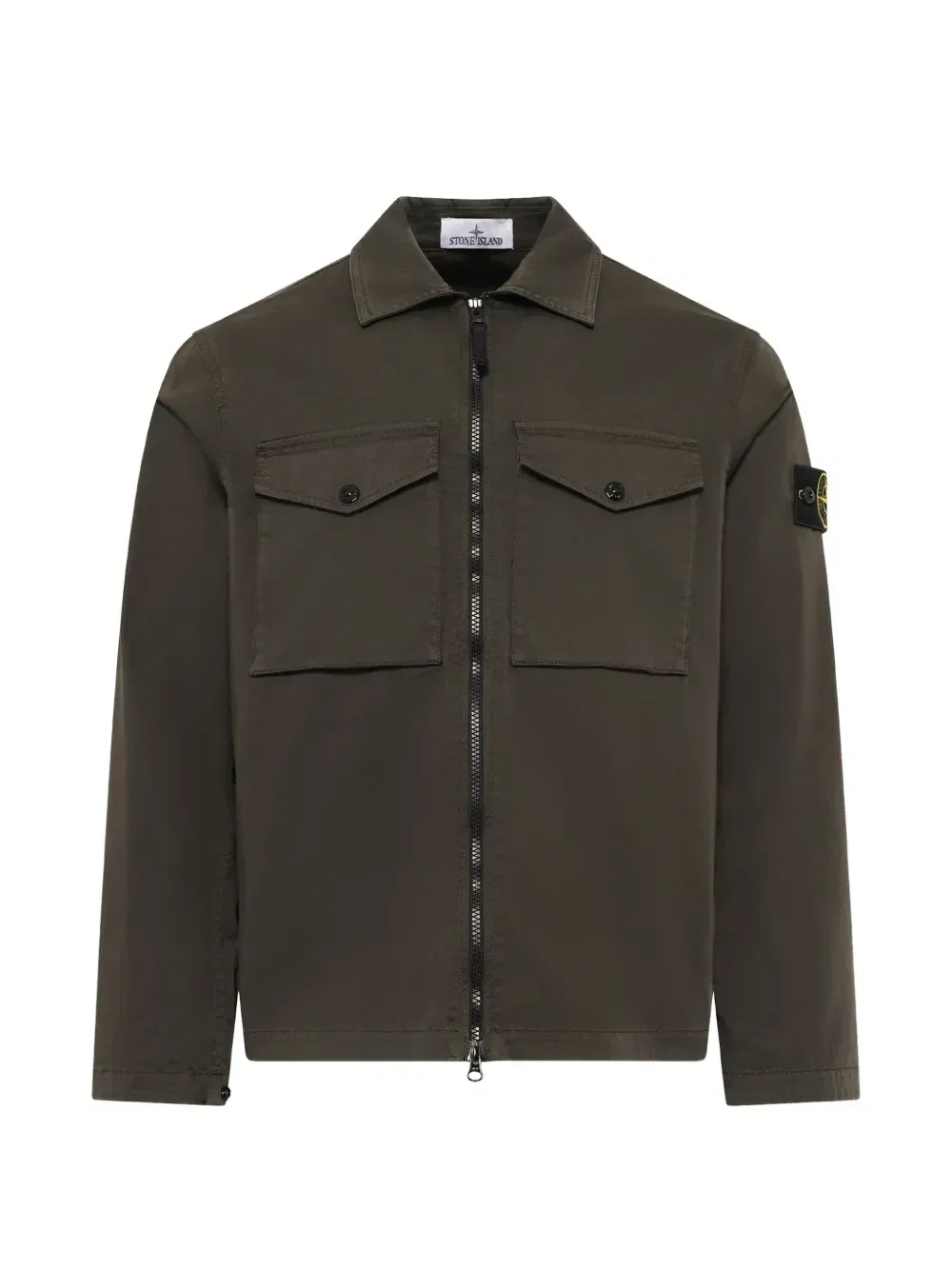 Рубашка из стрейч-сатина из органического хлопка Stone Island, зеленый