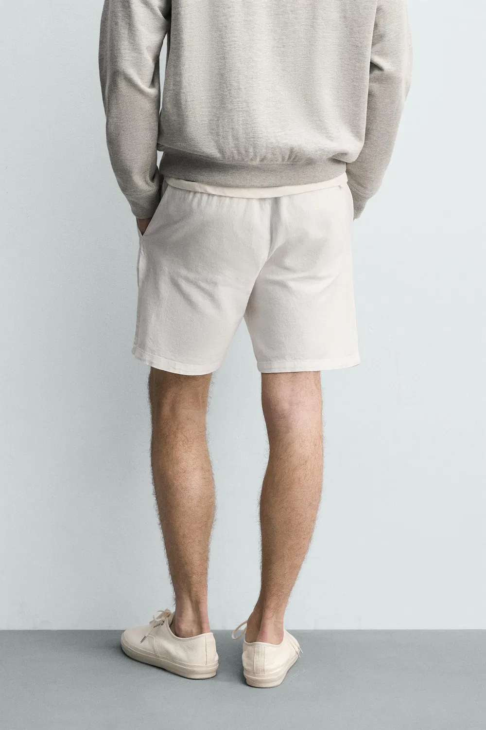 Текстурированные бермудские шорты стандартного кроя ZARA, White — фото 3