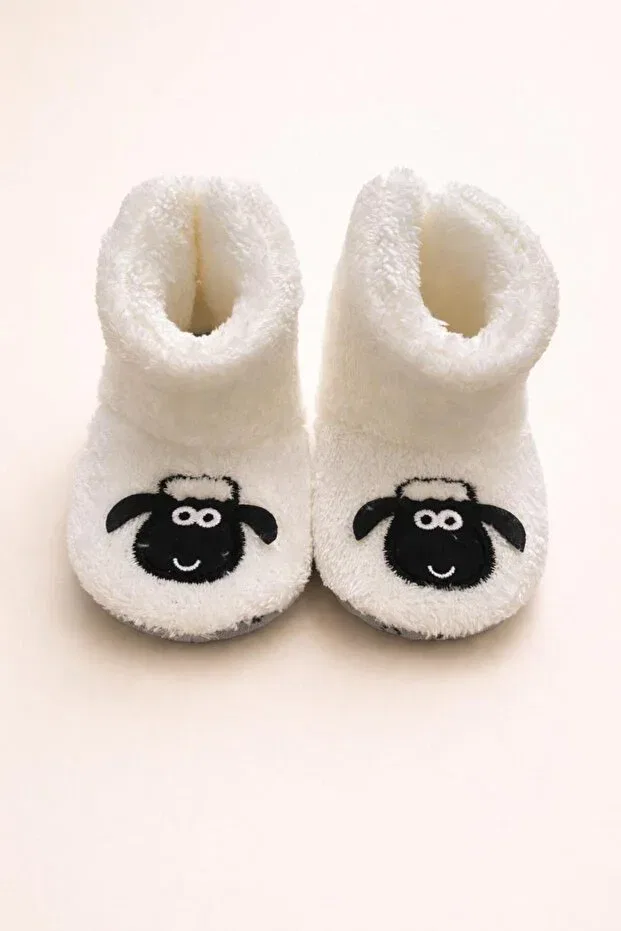 Детские тапочки для девочек с принтом Numix Baby Kids, White Cream — фото 2