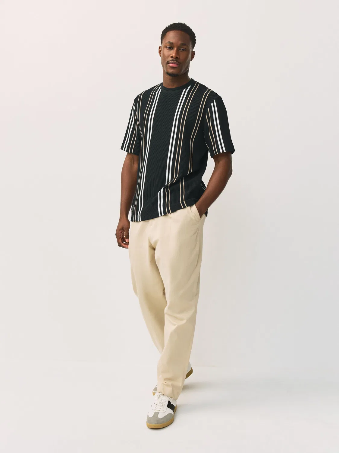 Футболка с вертикальными полосками, Smart Vertical Stripe Next, черный с нейтральным — фото 3
