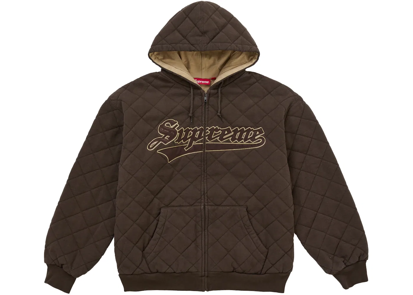 Мужской стеганый худи на молнии Supreme Sweatshirt, Dark Brown