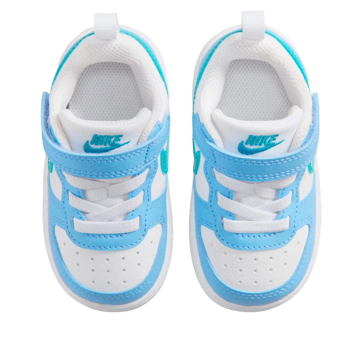 Детские кроссовки с кожаным верхом Court Borough 'White Football Blue' Nike, White/Football Blue/Energy — фото 4