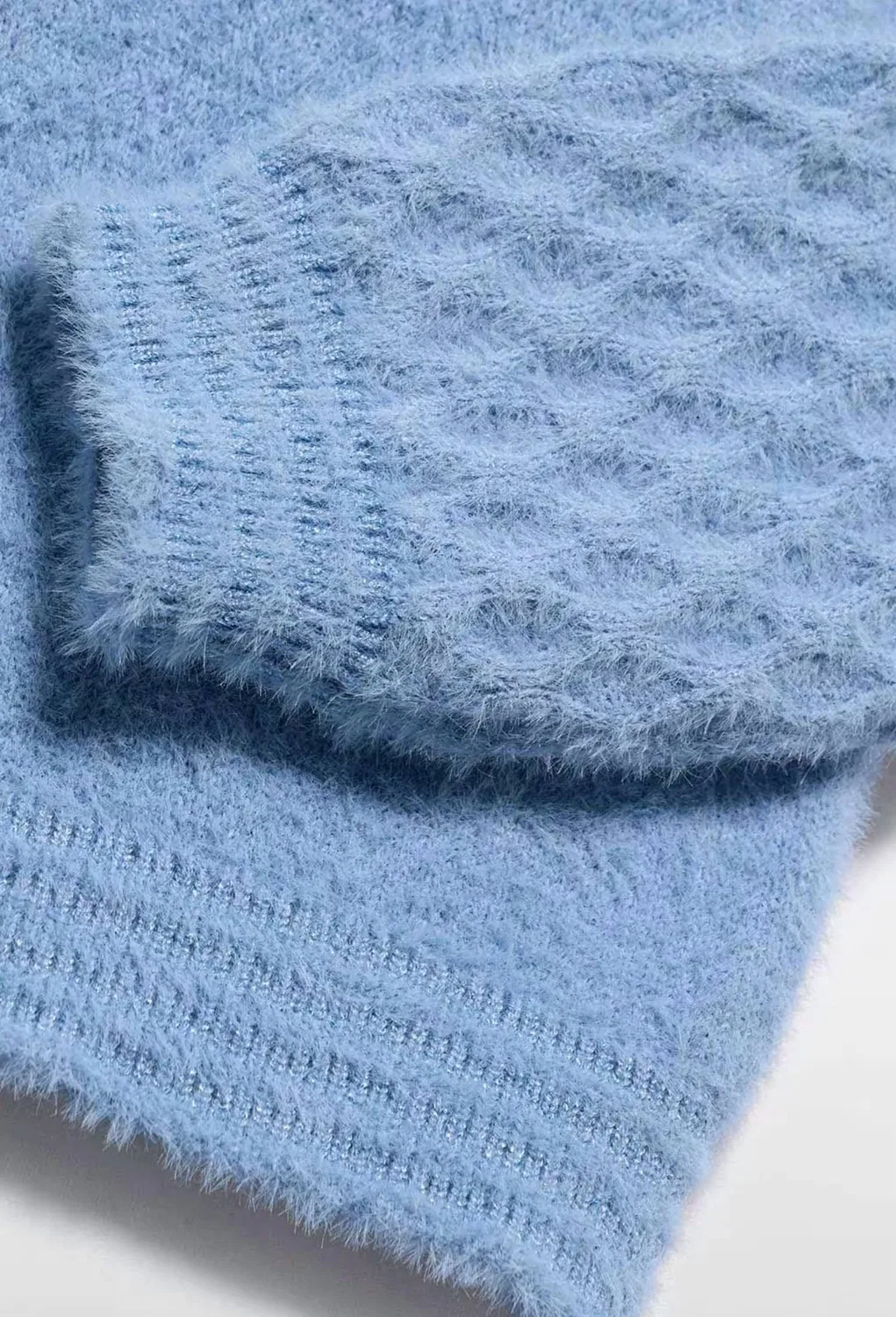 Детский свитер для девочек пушистый Abel & Lula, Sky Blue — фото 3