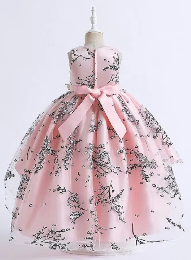 Платье с вышивкой и шлейфом для цветочницы Best Gift Fashion, розовый — фото 3