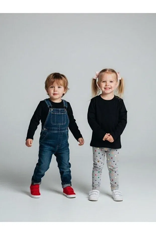 Детская футболка для девочек хлопковая Basic Long Sleeve Zekids, Black — фото 2