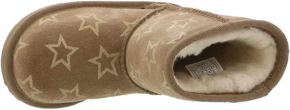 Детские сапоги для девочек с блестками UGG Kids' T Classic II Iridescent Stars, Chestnut/Gold Iridescent — фото 2