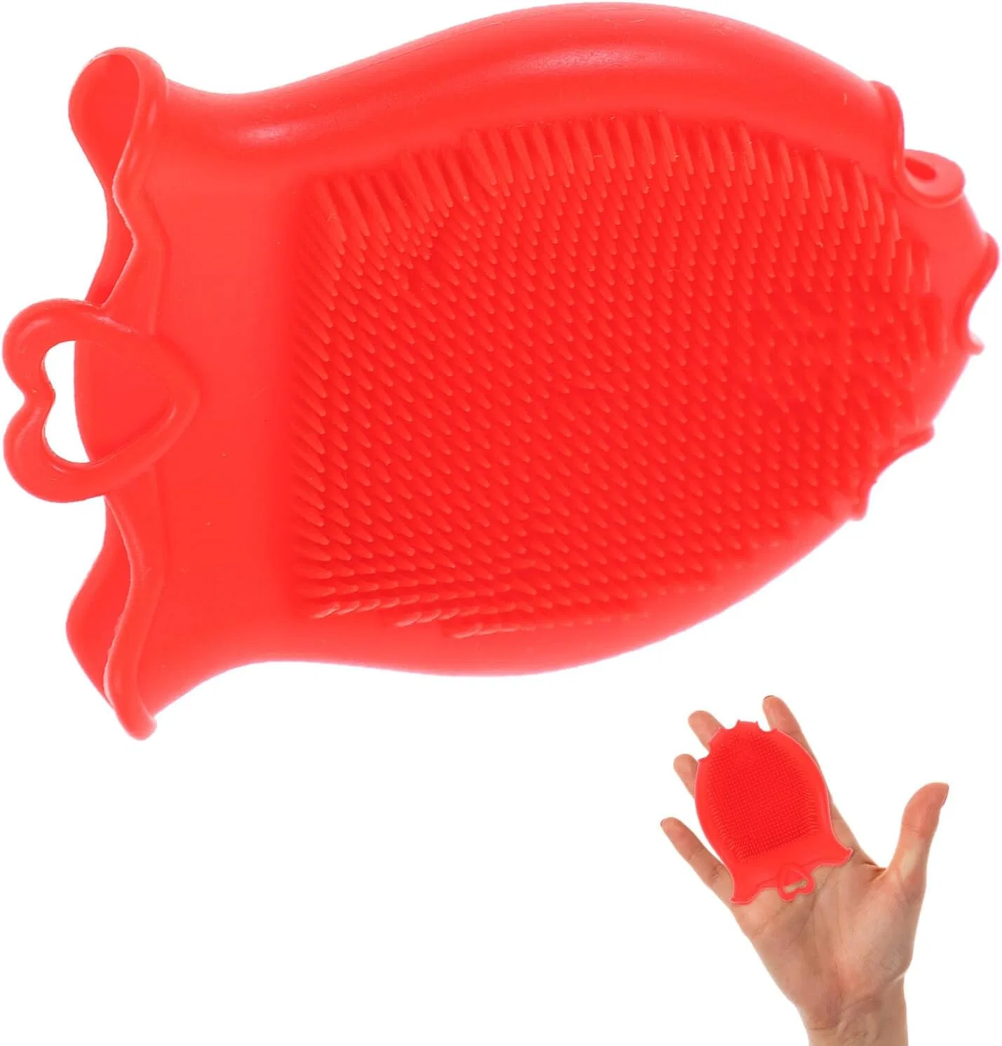 Силиконовая щетка для волос с массажной функцией Veemoon, 1 шт, 9.5x6.6x1.2 см, Red