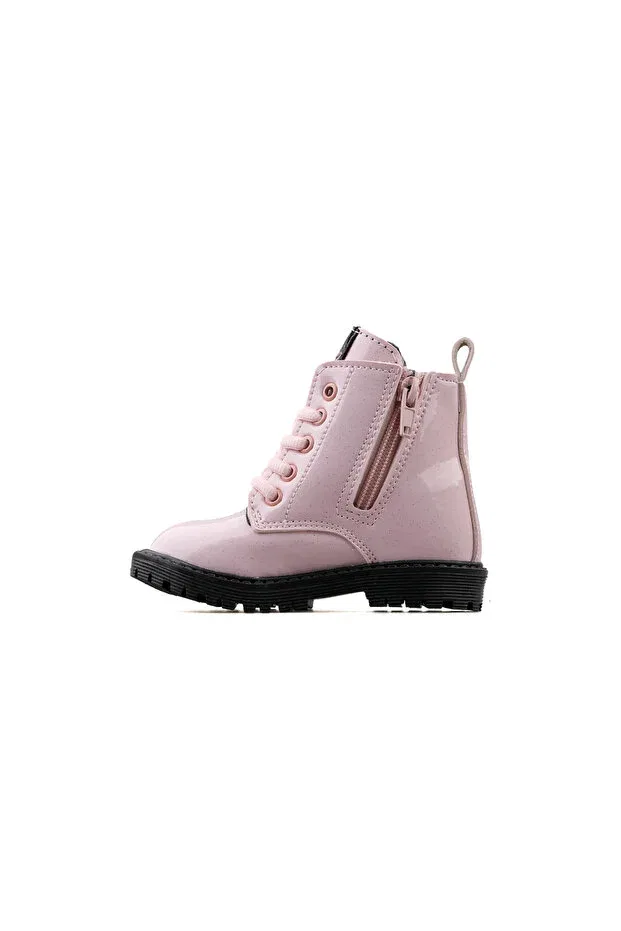 Детские ботинки для девочек с принтом Cold-Proof girls' boots with zipper detail on the side and lace-up winter boots Cool Kids, 03 — фото 2