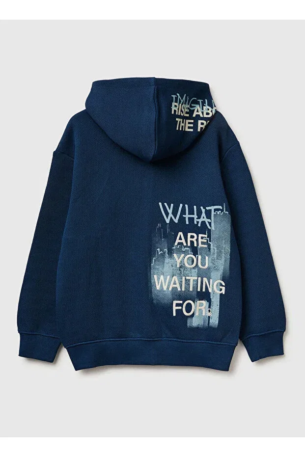 Детские свитшот для мальчиков с принтом United Colors Of Benetton, Dark Navy Blue — фото 2