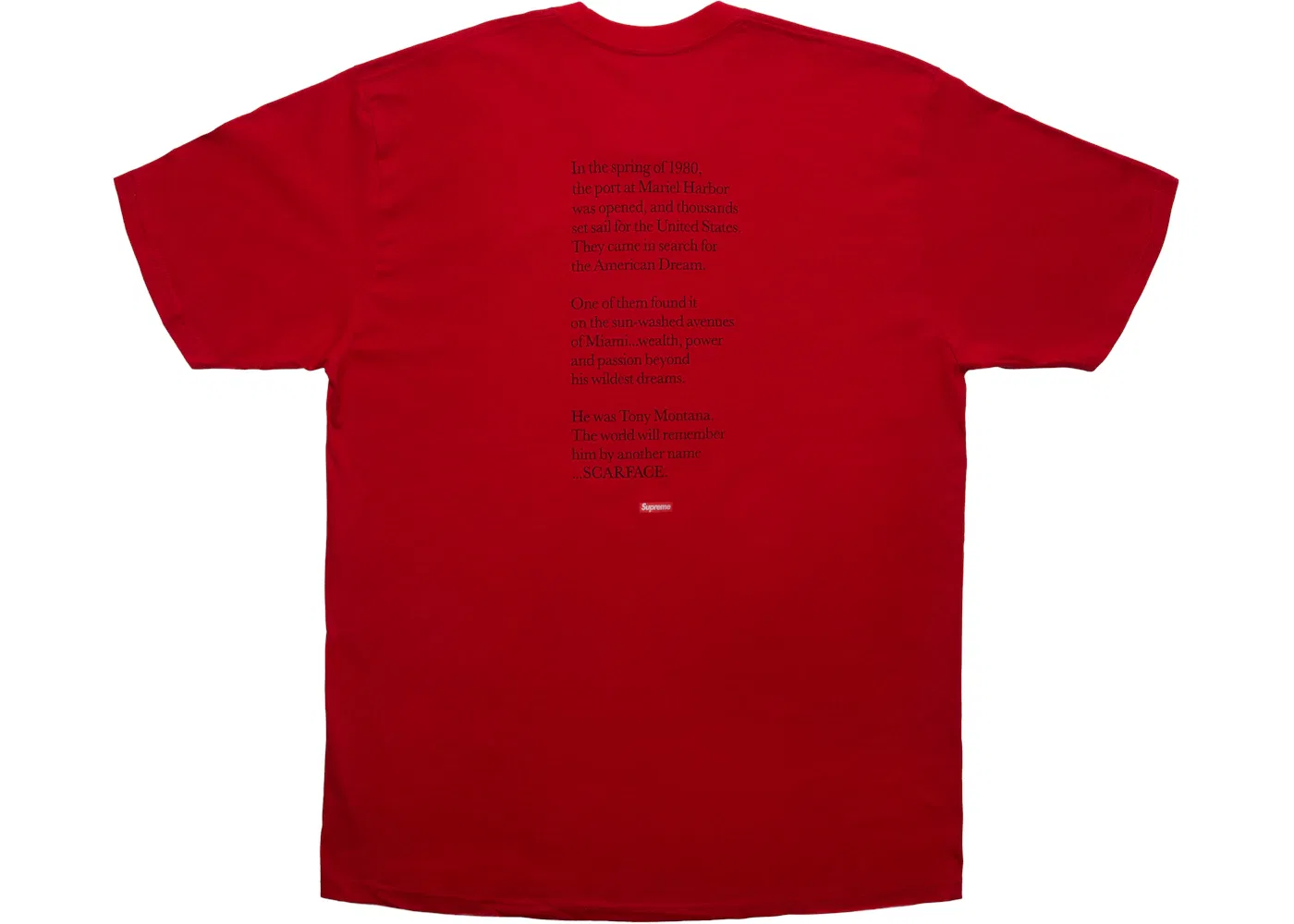 Мужская футболка с принтом Supreme Scarface Shower Tee, Red — фото 2