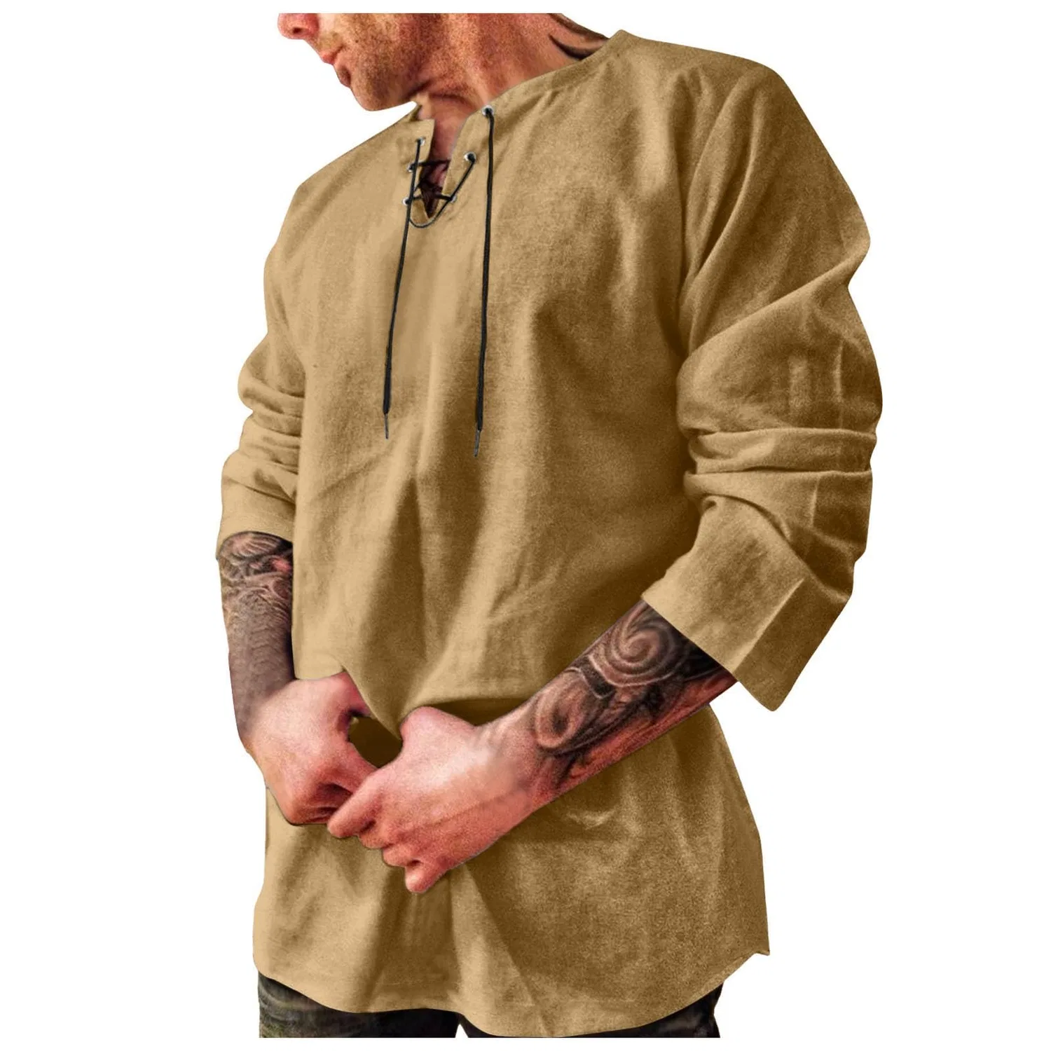 Мужская футболка с длинным рукавом Hippie Shirt, Dark Khaki