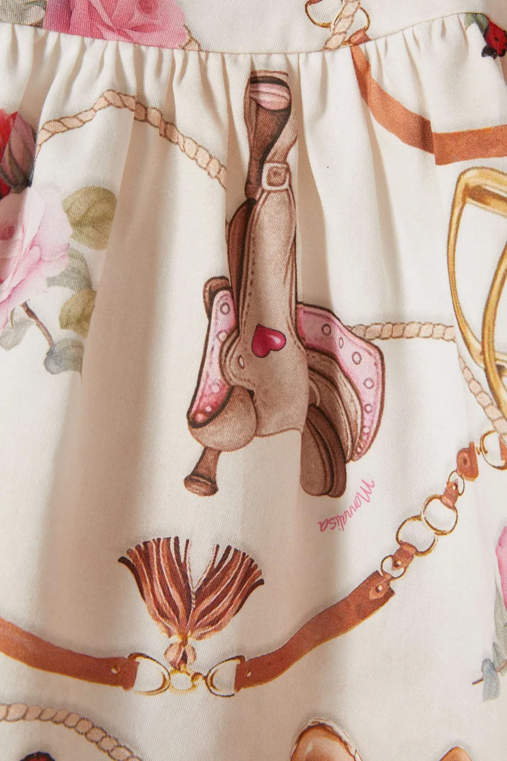 Платье-рубашка с принтом Equestrian Print Monnalisa, белый — фото 3