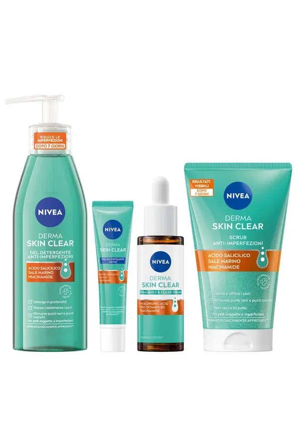Набор косметики для ухода за кожей, 370 мл, Derma Skin Clear, Nivea, Trasparent, прозрачный
