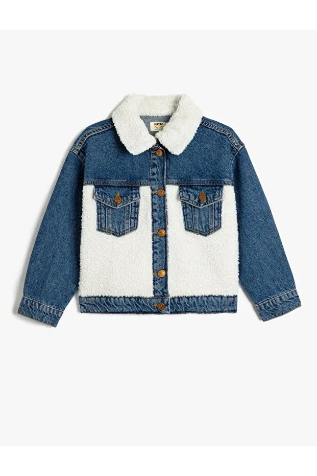 Детская джинсовая куртка для девочек с длинным рукавом Girl'S jean jacket 5wkg20011ad medium indigo Koton, Mid Indigo
