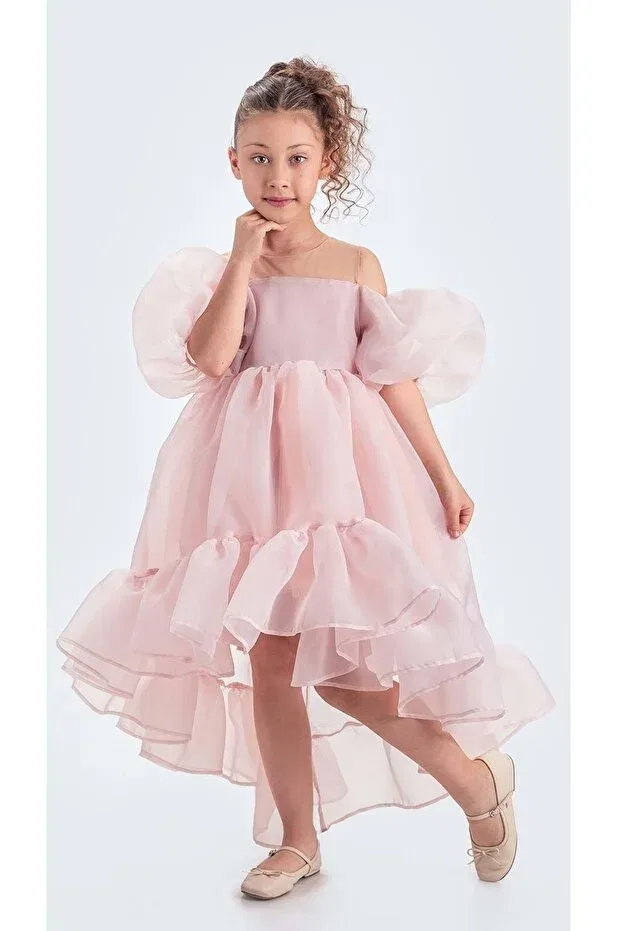 Детское платье для девочек с принтом Arisvi girl's evening dress m00738 Mnk Baby&Kids, Powder — фото 4