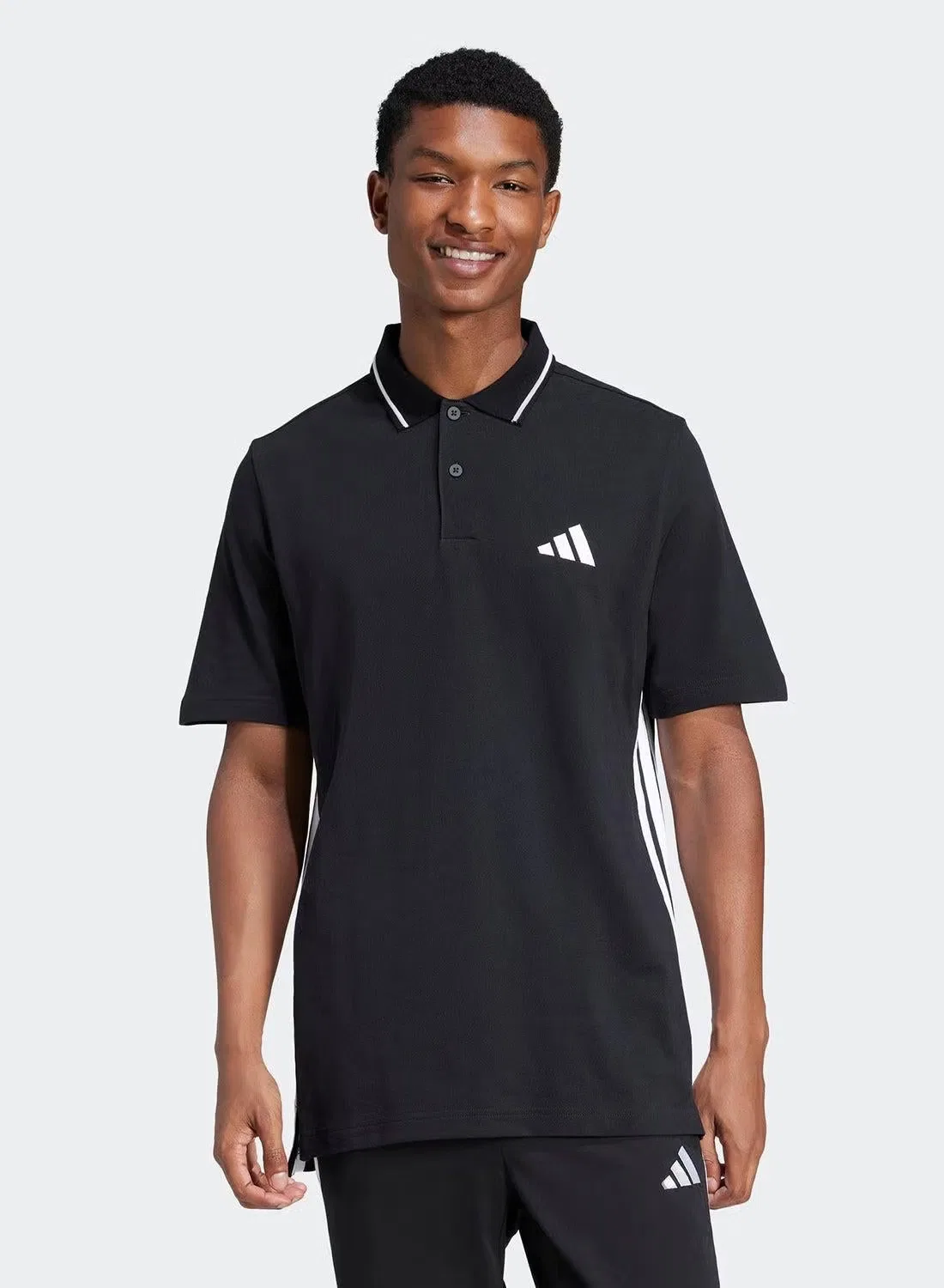 Поло с контрастными полосками Essentials Adidas, черный