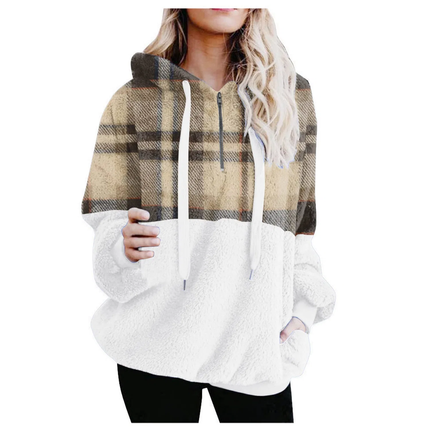 Женская флисовая куртка с капюшоном Oversize Winter Jackets, cachi
