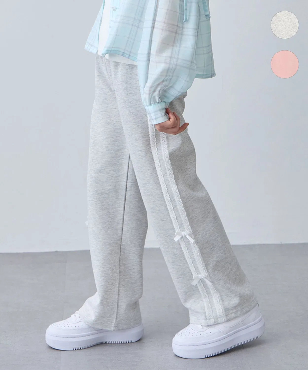 Детские спортивные штаны с принтом и лентой ANY, Light Grey