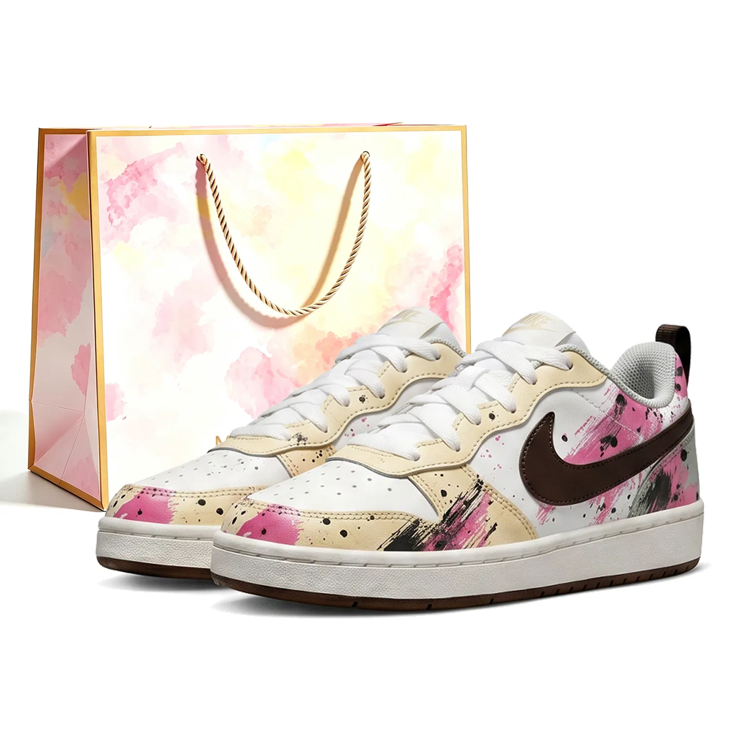 Детские кроссовки для скейтбординга с принтом Court Borough Nike, Pink Limited Shopping Bag