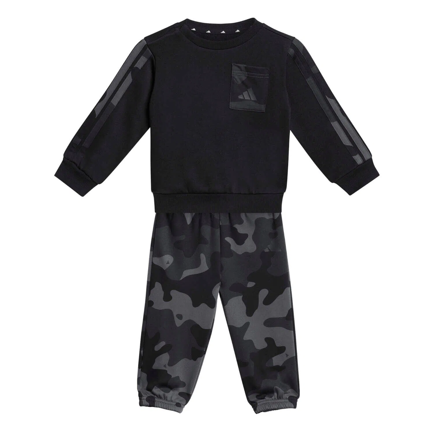 Детский спортивный костюм с камуфляжным принтом Seasonal Essentials Camo Fleece Adidas, Черный Navy Blue