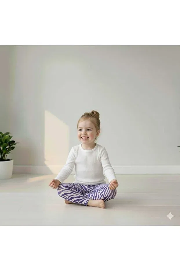 Детские леггинсы для девочек с принтом Basic Leydukids, Lilac — фото 4