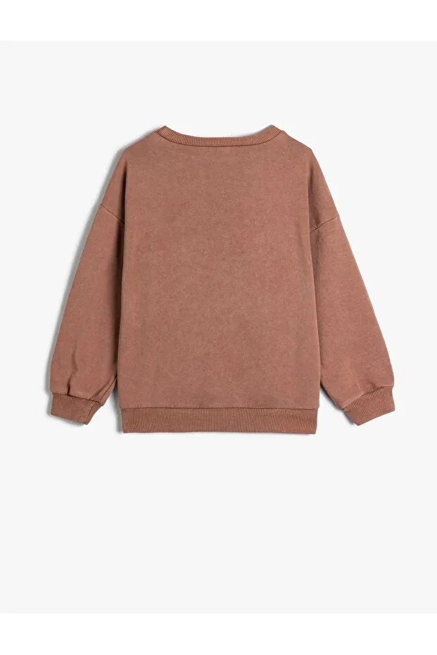 Детские свитшот для девочек с принтом Tiger Long Sleeve Crew Neck Raised Koton, Brown — фото 2