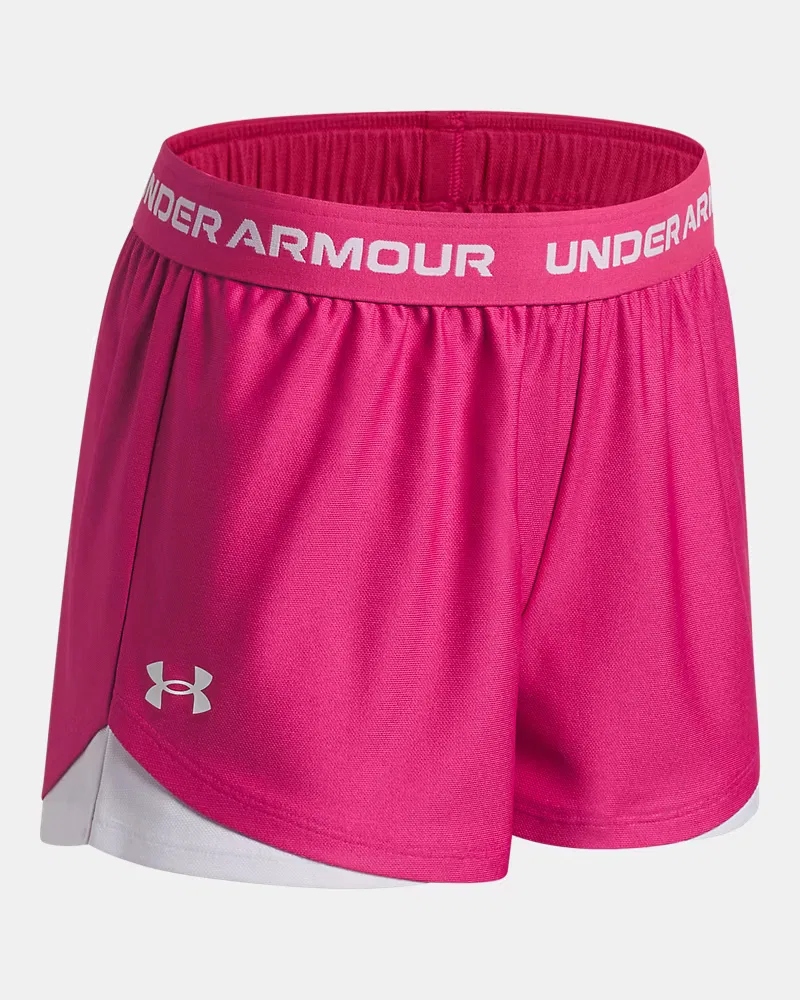 Детские шорты быстросохнущие из переработанного полиэстера UA Tech Play Up UnderArmour, Virtual Pink/White — фото 3