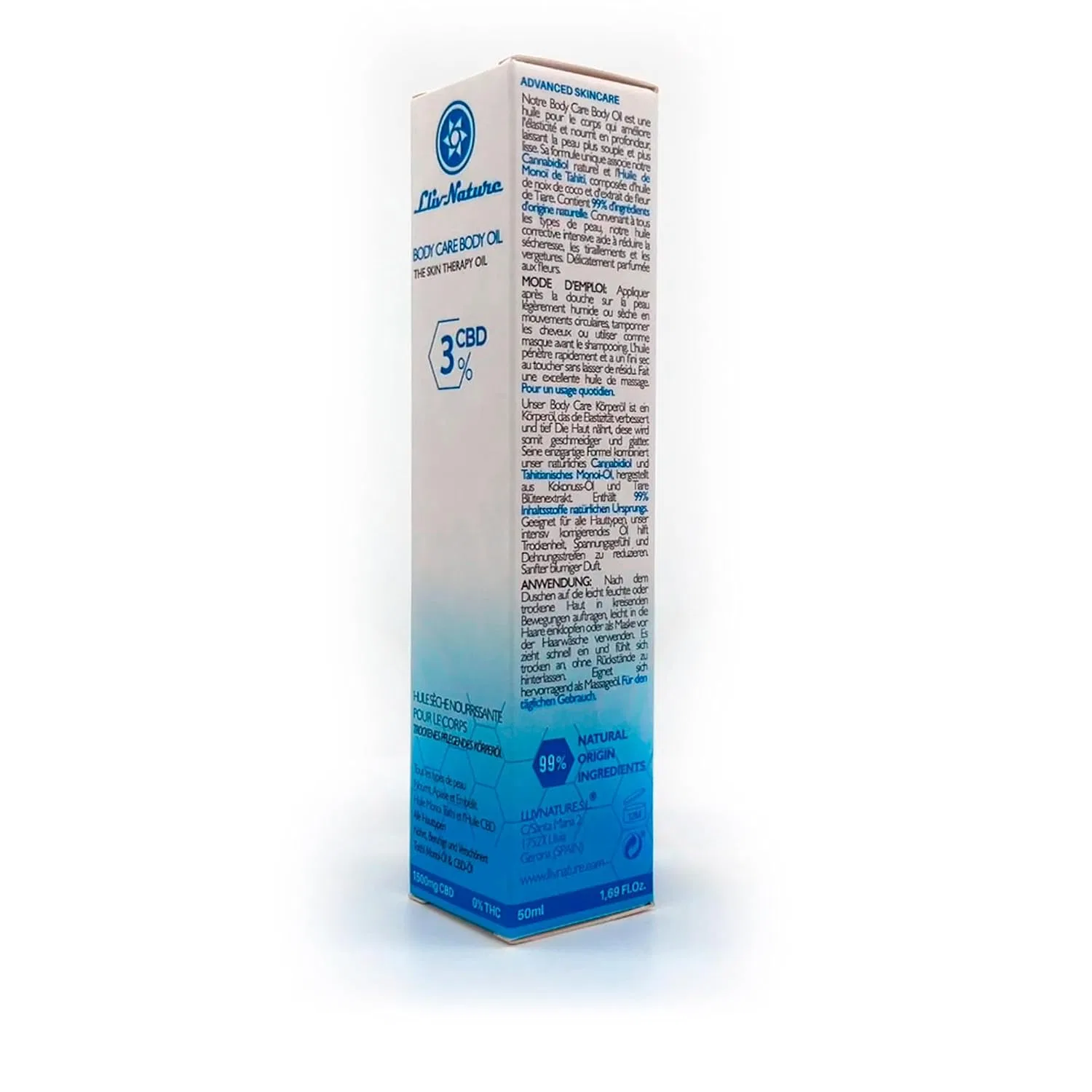 Масло для тела Dry & Nourishing Body Oil, LLIVNATURE, 50 мл, 1500 мг CBD & Taithi Monoi Oil — фото 4