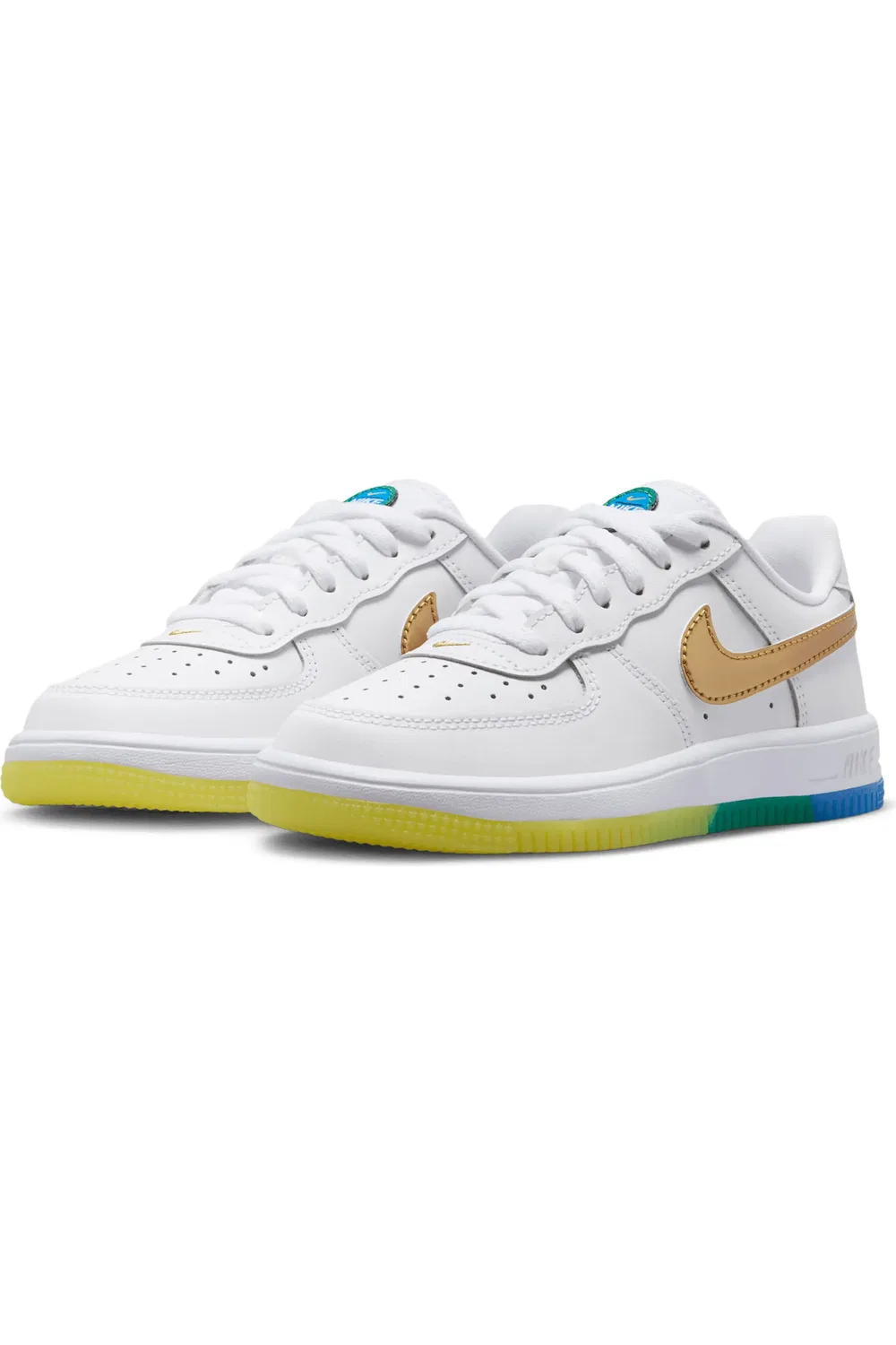 Детские кроссовки баскетбольные Air Force 1 Low Nike, White/Soar/Yellow/Gold