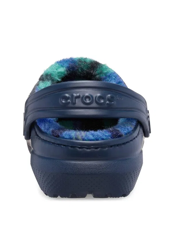 Детские классические сабо с подкладкой и яркой клетчатой расцветкой Crocs, темно-синий — фото 4
