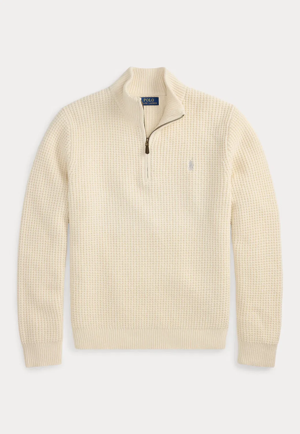 Вафельный свитер из шерсти и хлопка Polo Ralph Lauren, Andover Cream — фото 4