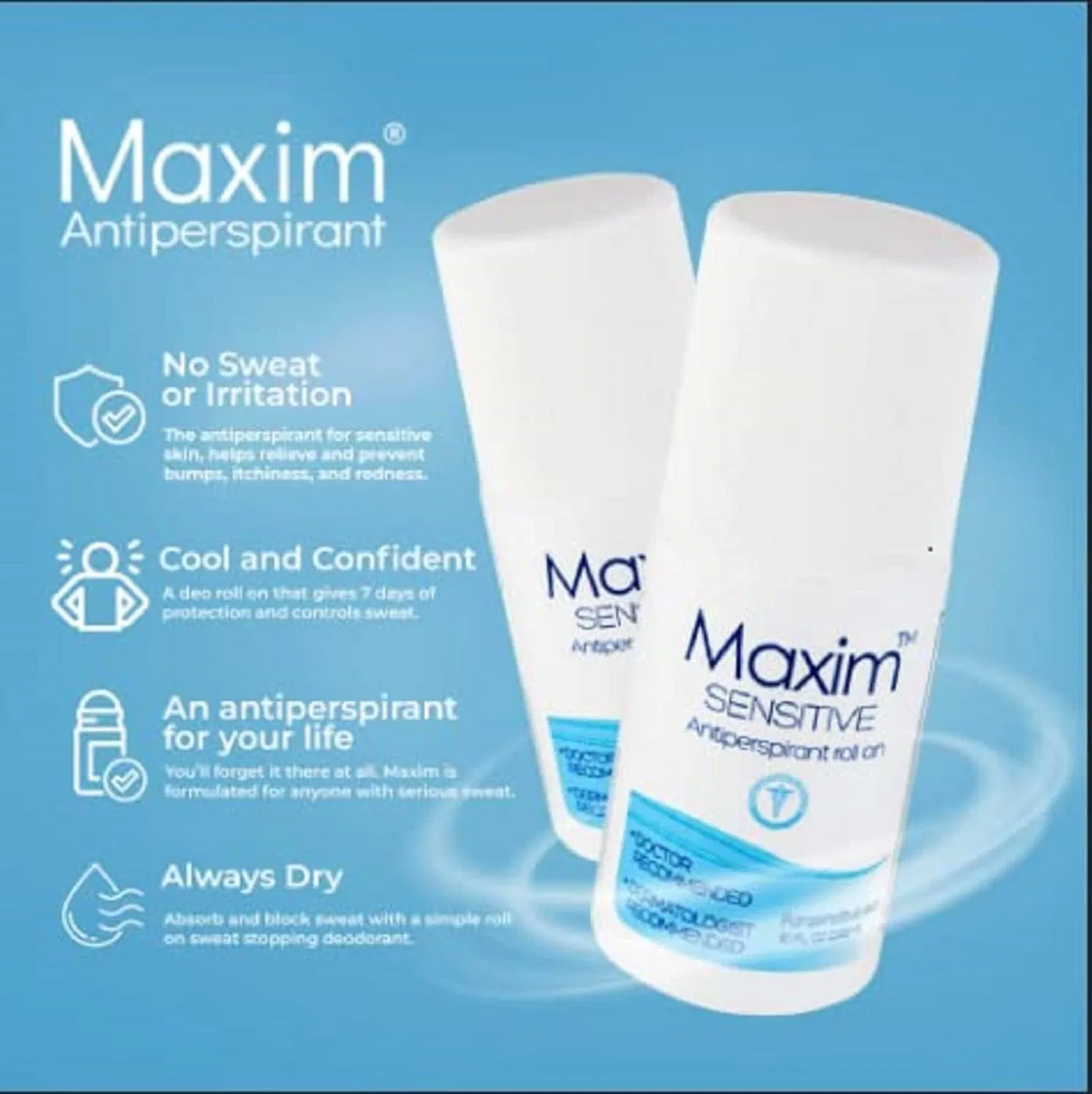 Дезодорант-антиперспирант клинической силы Maxim Sensitive, набор 4 шт, 118 мл, Fresh Maxim Antiperspirant — фото 3