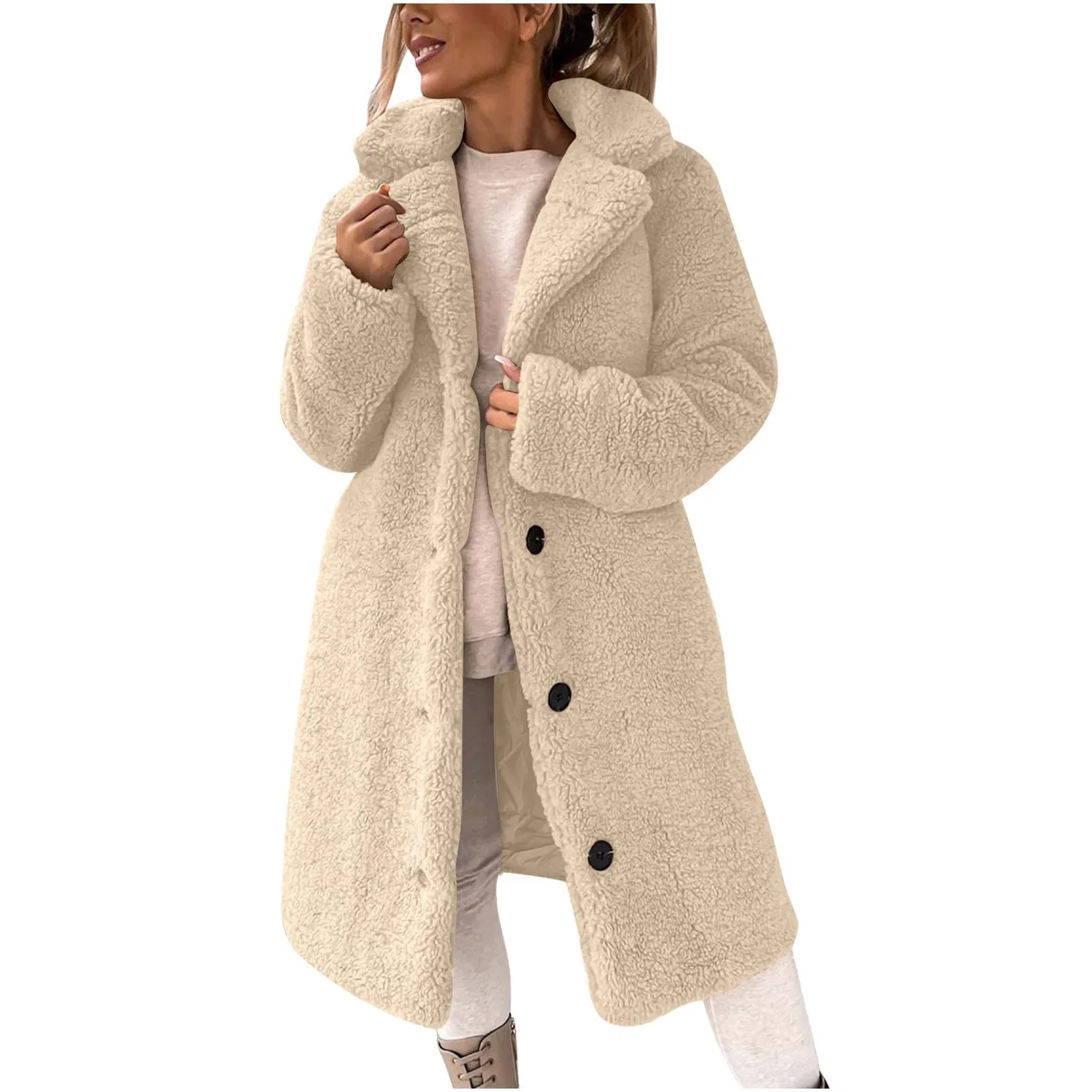 Женское пальто из флиса с принтом, модель Giacca in pile da donna, бренд, 02 Beige