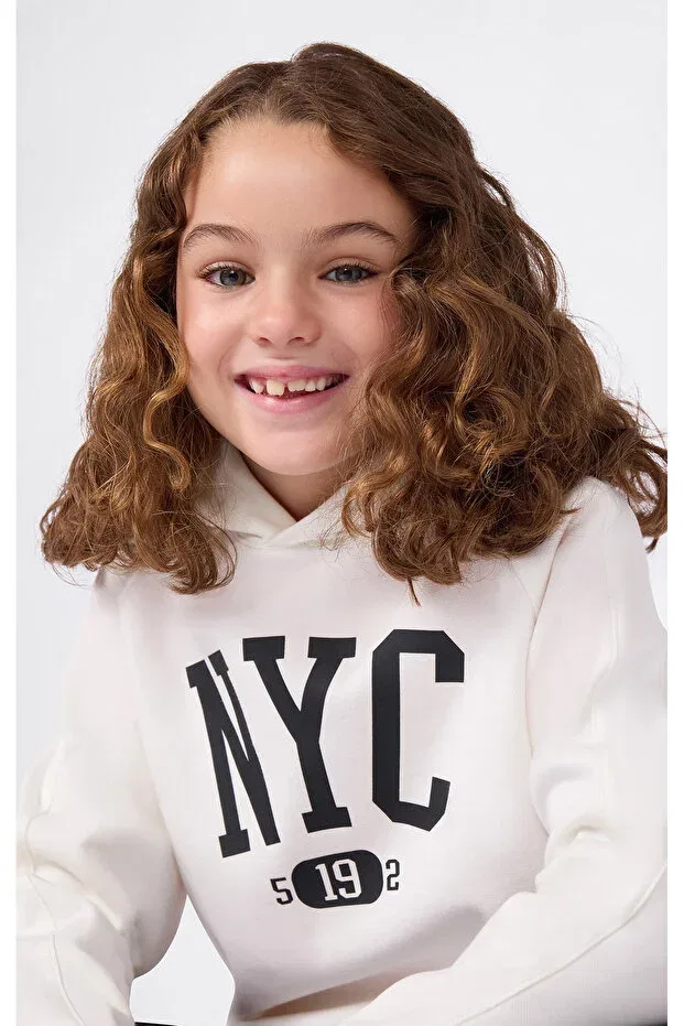 Детское худи для девочек с принтом College Dream Hooded Sweatshirt Champion, White-30 — фото 3