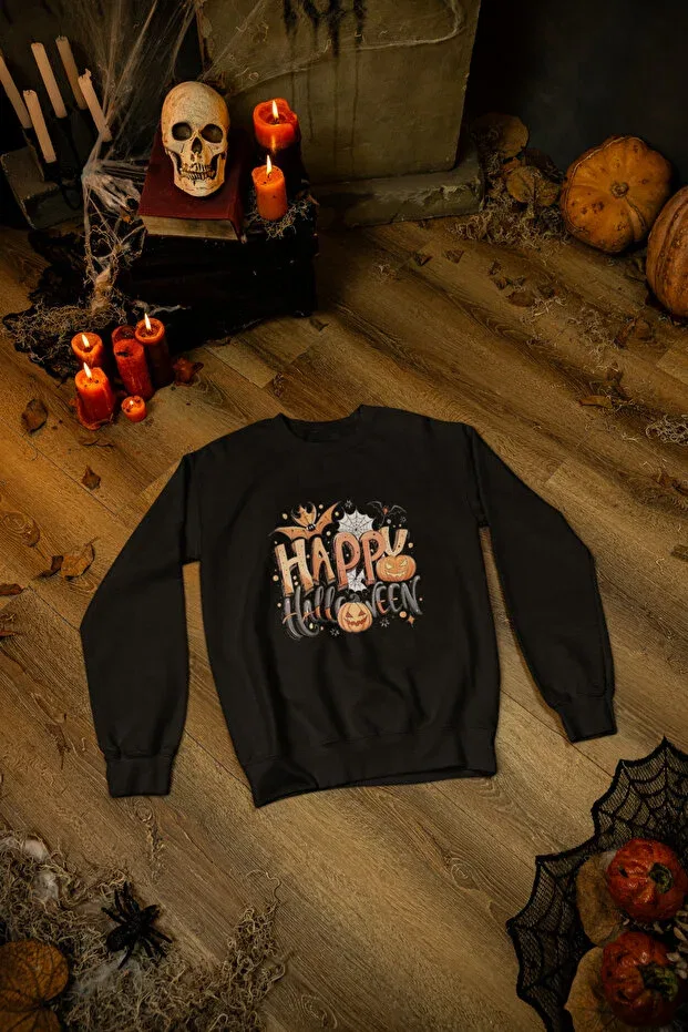 Детские свитшот для девочек с принтом Happy Halloween Stil-X Magors, Black-3