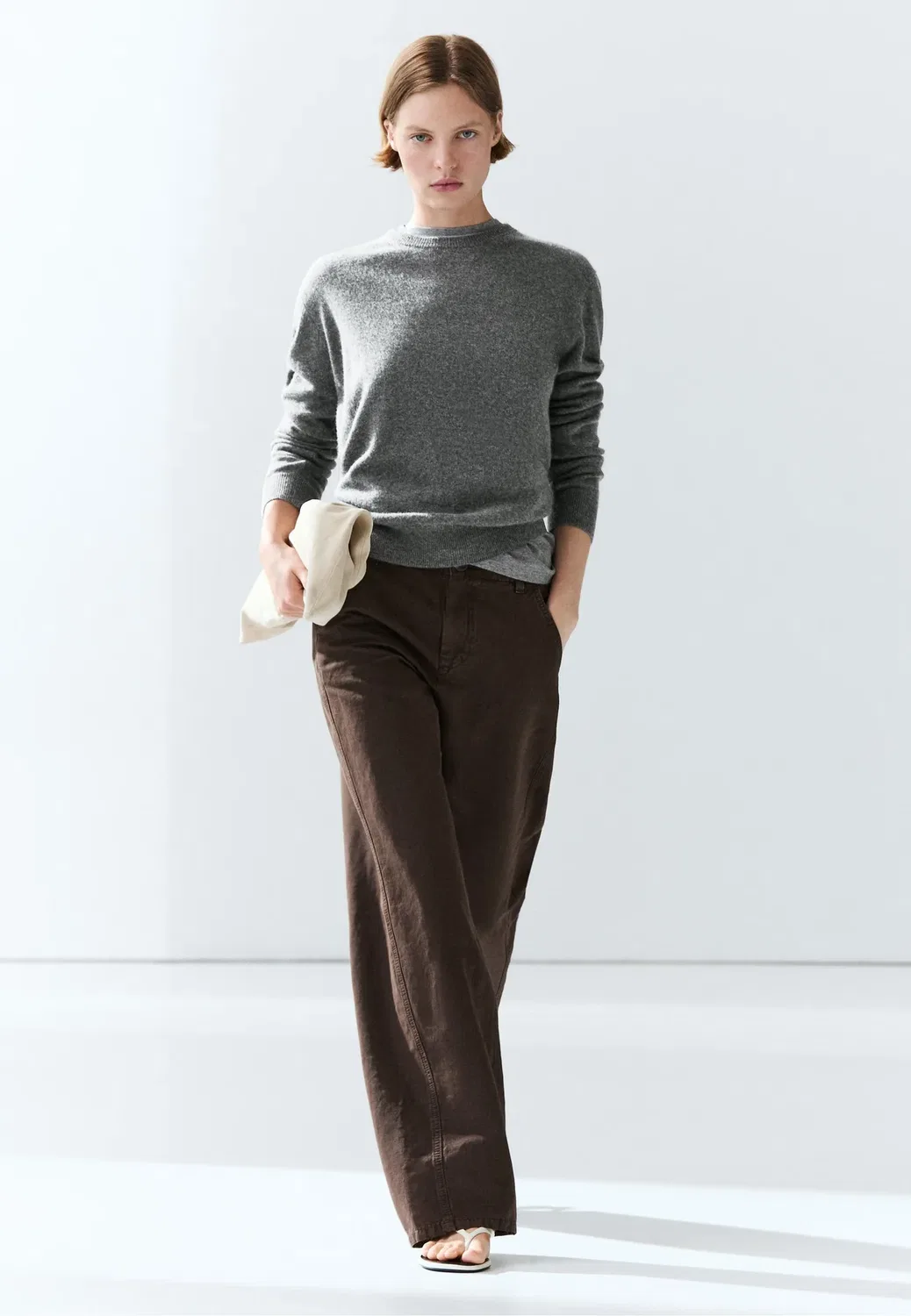 Свитер с длинными рукавами из 100% кашемира Massimo Dutti, Grey — фото 2