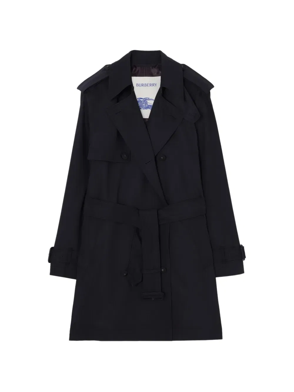 Короткий шерстяной тренч Burberry, синий