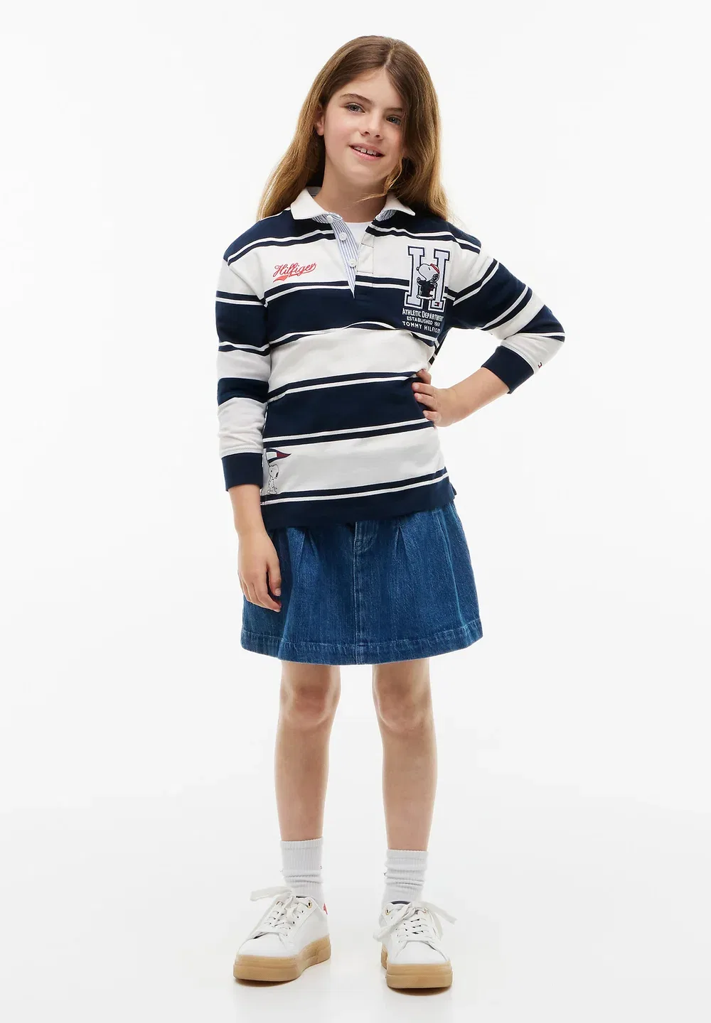 Футболка-Поло Peanuts для регби, унисекс - поло-рубашка Tommy Hilfiger, Dark Blue/ Off White Stripes — фото 4