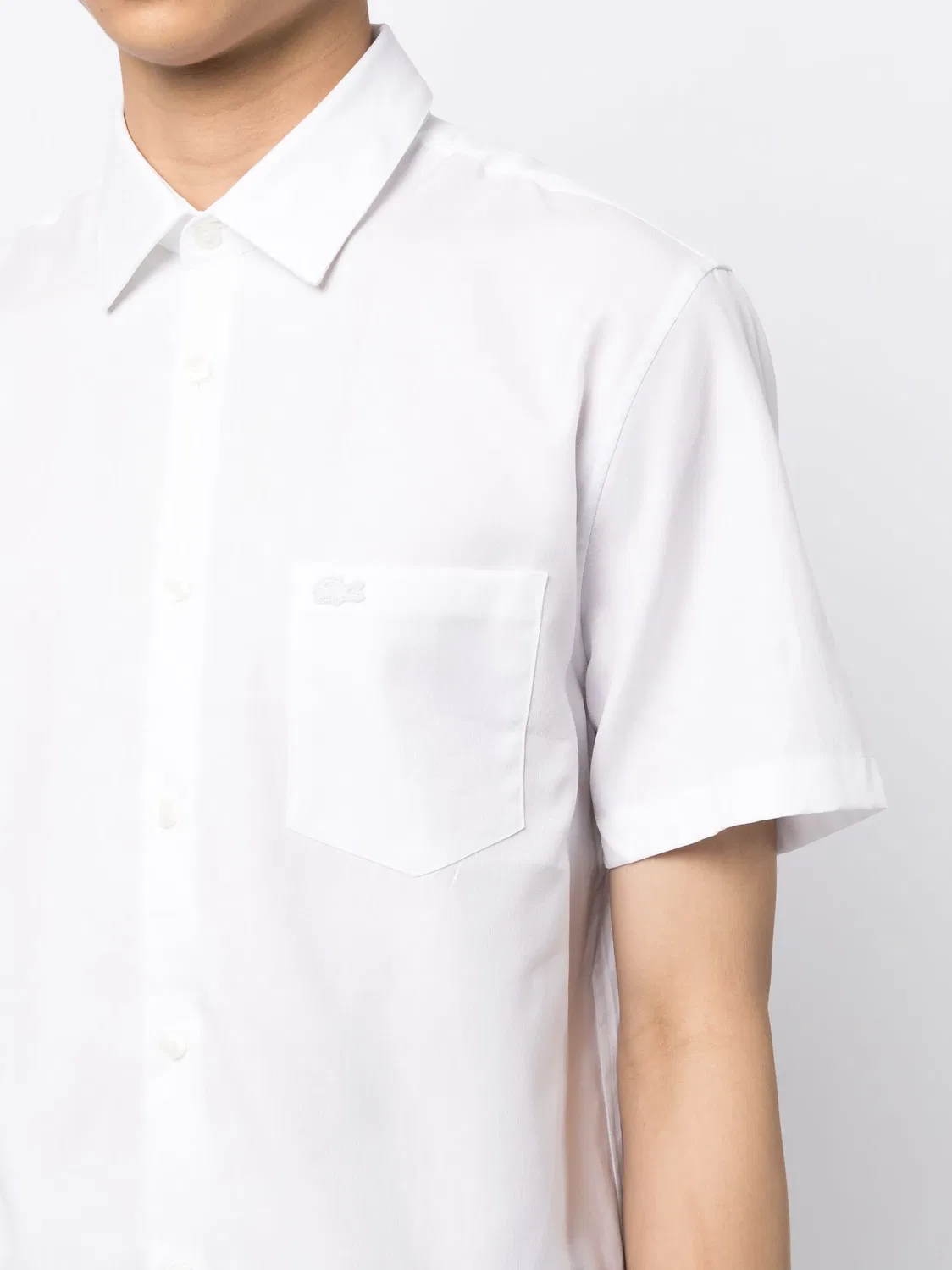 Рубашка с вышитым логотипом, короткий рукав Lacoste, белый — фото 3