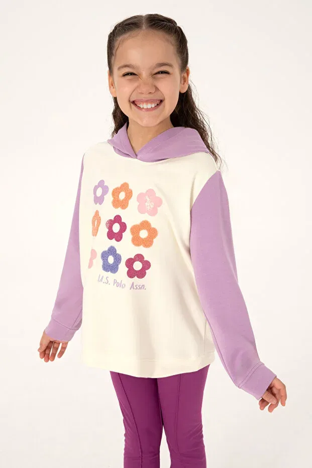 Детское худи для девочек с капюшоном U.S. Polo Assn., Lilac