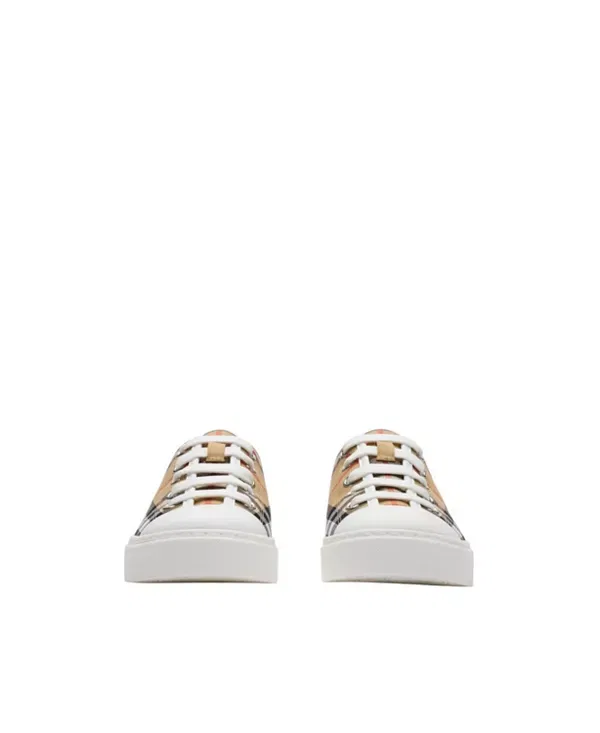 Детские кроссовки для девочек с принтом Burberry, Sand Beige — фото 2