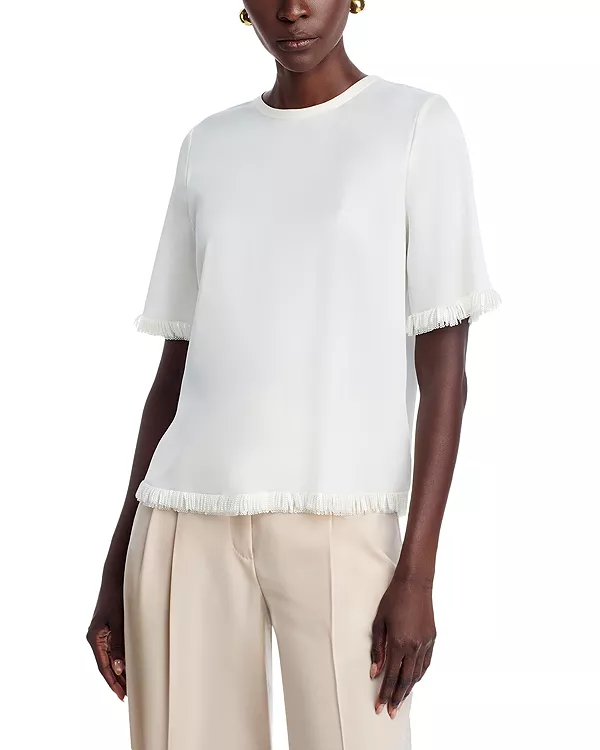 

Топ Leo из шелковой смеси с бахромой из пайеток Kobi Halperin, белый