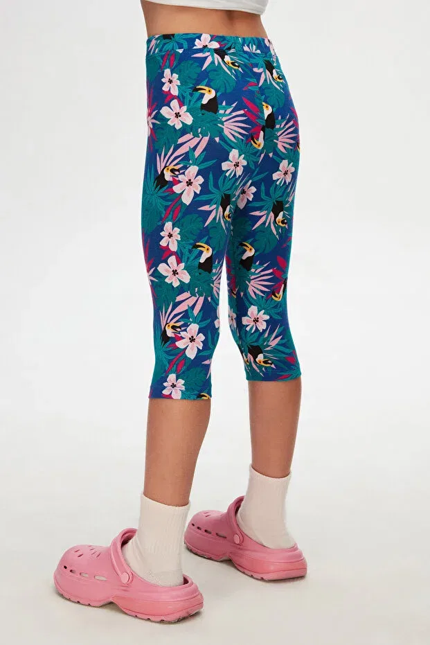 Детские шорты для девочек с принтом Tropical Parrot Pattern Capri Lovetti, Patterned — фото 4