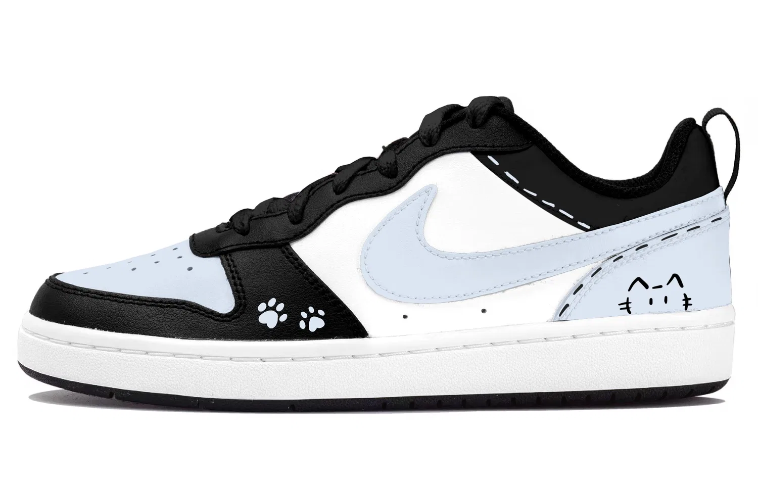 Детские кроссовки для скейтбординга с бело-черно-синим цветом Nike Dunk Kids — фото 3