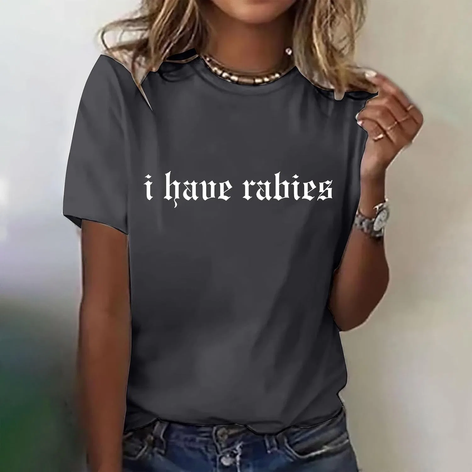 Футболка с принтом I Have Rabies, Dark Gray — фото 4