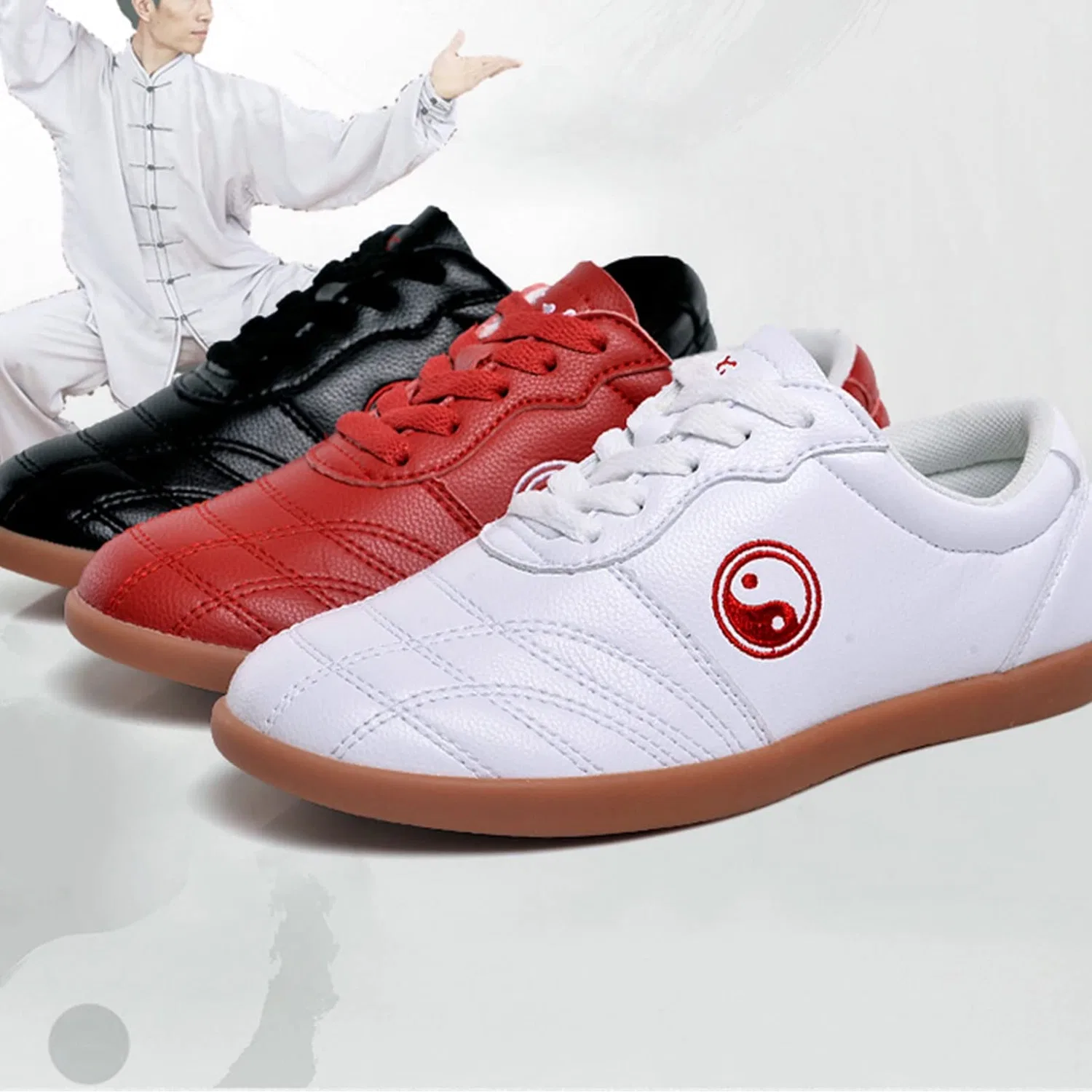 Детские спортивные туфли для тайцзи с шнуровкой Taichi Kong Fu Shoes fayengan, Red — фото 2