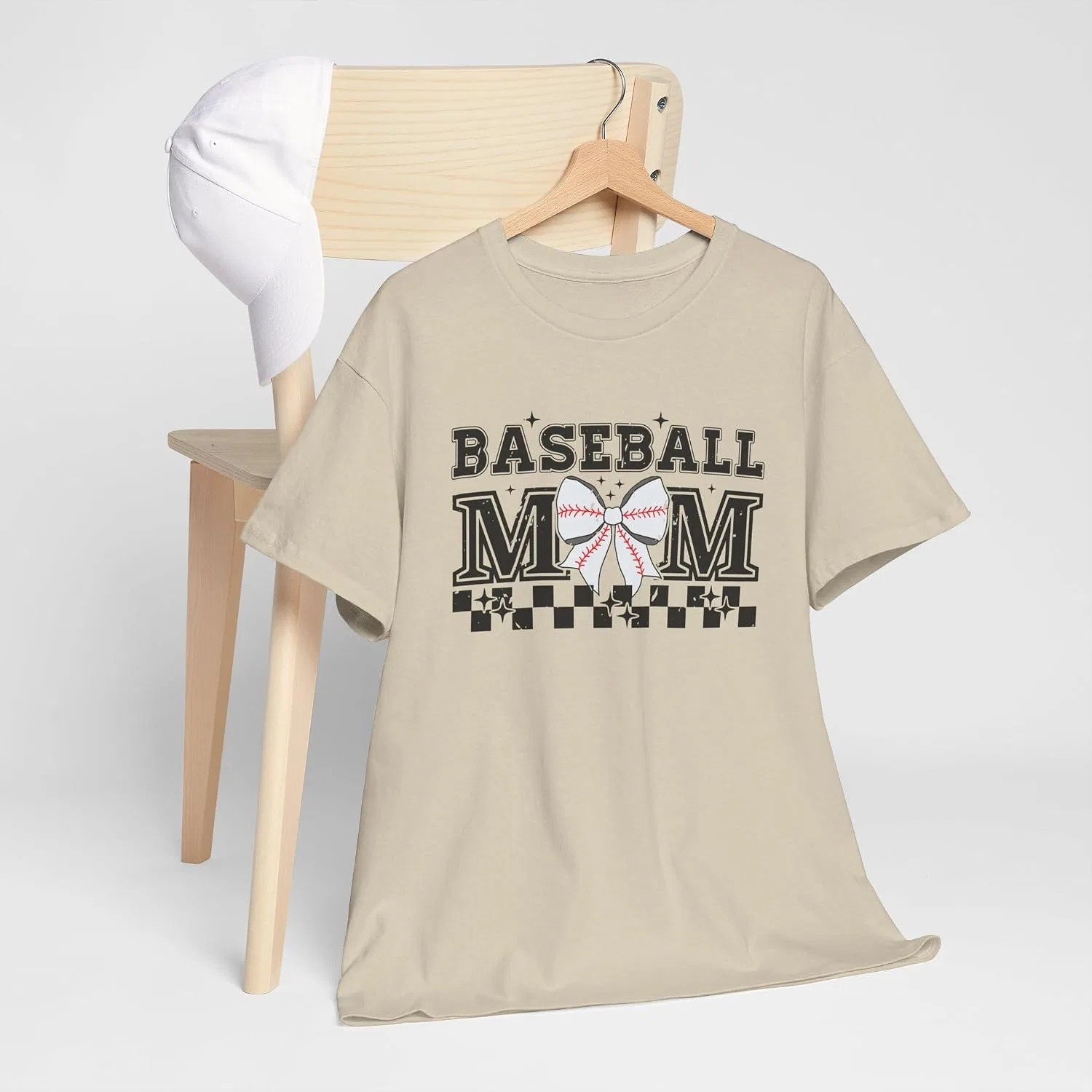 Женская футболка с принтом Baseball Mom, Sand — фото 3