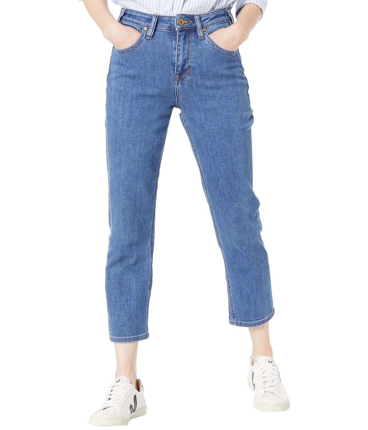 

Джинсы Rock and Roll Cowgirl, High-Rise Cropped in Medium Wash WSC9798